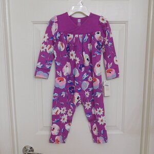 NWT Tea Collection Purple Swedish Flowers Wrap Neck Pants Romper sz 18-24 Months